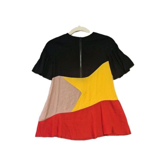 Stella McCartney Girl's Flare Sleeves Angeline Pleated Multi Color Block Dress 8 - Picture 2 of 7